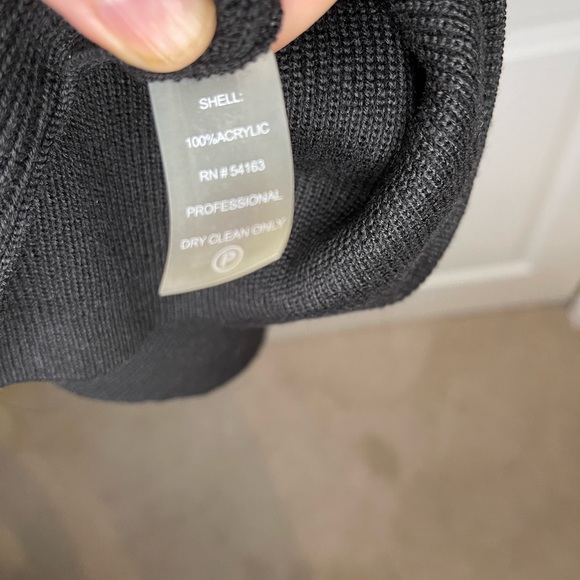 CALVIN KLEIN Black Zipper Cowl Neck Knit Sweater Dress - Picture 6 of 8